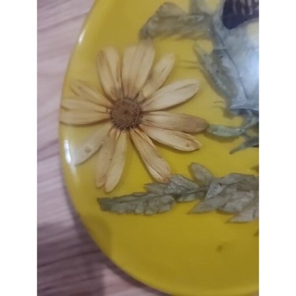 VTG MCM Lucite Acrylic Spoon Rest Trivet Set Wildflowers Butterflies Boho Retro - Picture 4 of 15